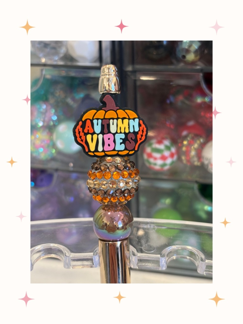 Handmade Autumn Vibes Beaded Pen